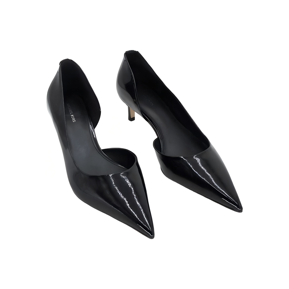 Michael Kors Womens Elyse Kitten Heel Pointed Toe Pumps Black Patent Size 9.5M